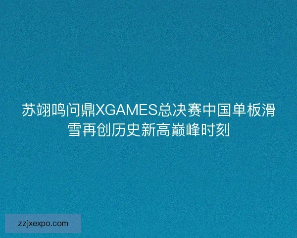 苏翊鸣问鼎XGAMES总决赛中国单板滑雪再创历史新高巅峰时刻