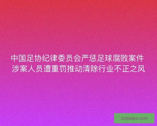 中国足协纪律委员会严惩足球腐败案件 涉案人员遭重罚推动清除行业不正之风