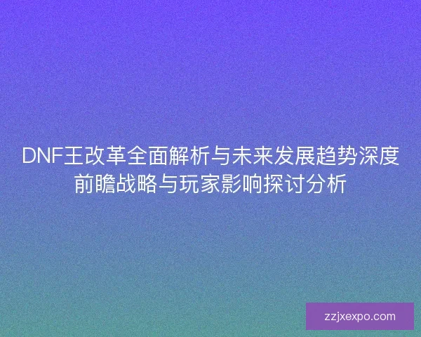 DNF王改革全面解析与未来发展趋势深度前瞻战略与玩家影响探讨分析