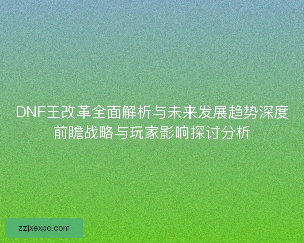 DNF王改革全面解析与未来发展趋势深度前瞻战略与玩家影响探讨分析
